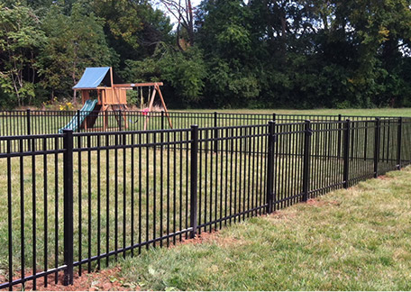 Black fence in the backyard
